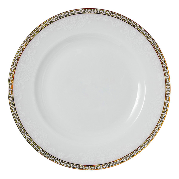 Тарелка десертная ZARIN Riva Gold 19 см, фарфор твердый, белая