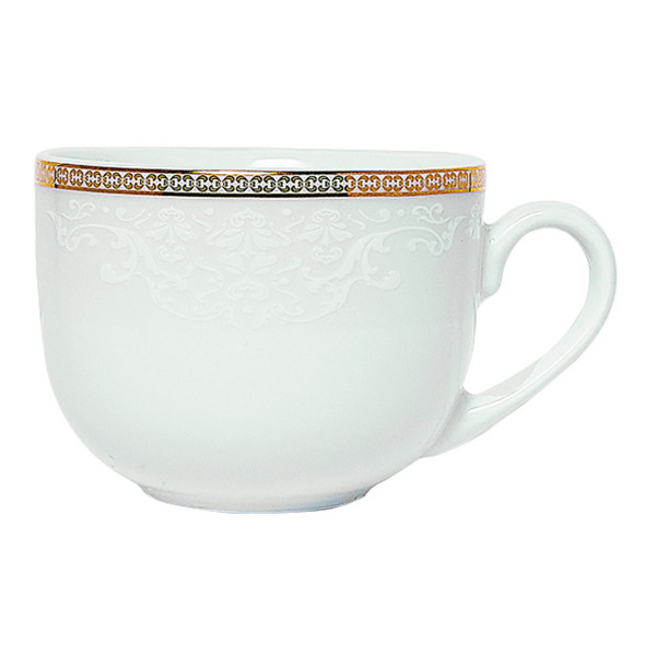 Чашка чайная ZARIN Riva Gold 8 см, фарфор твердый, белая