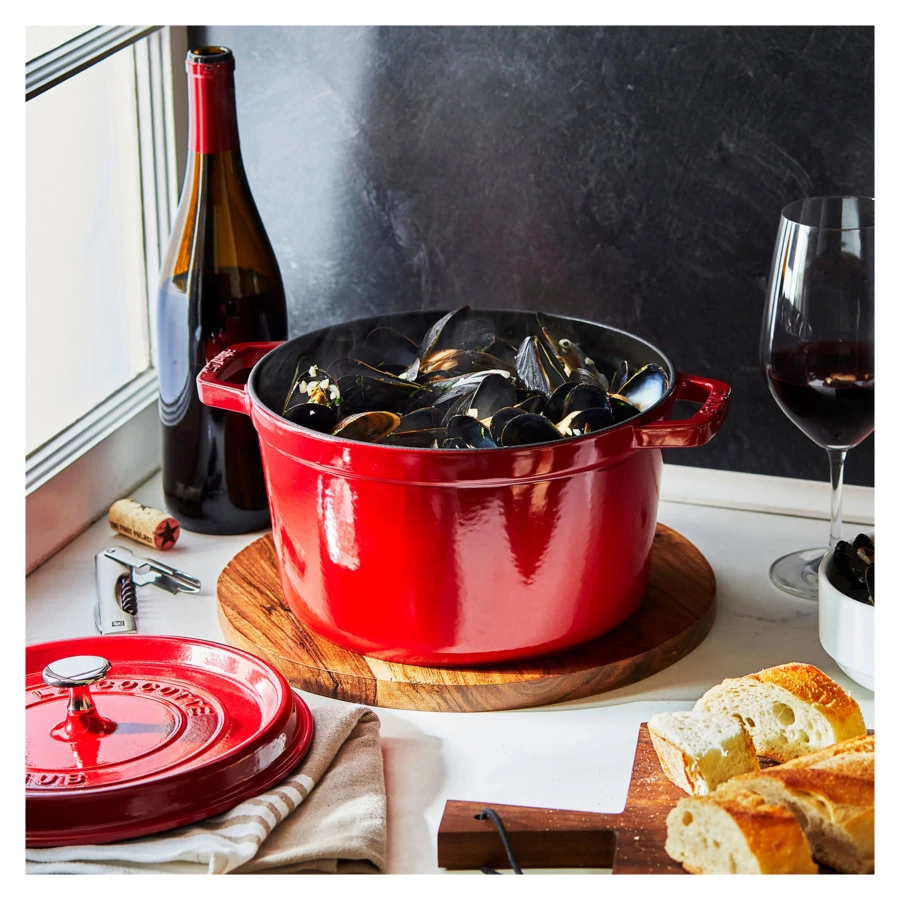 Кокот высокий Staub La Cocotte 24 см, 4,7 л, чугун, вишневый, п/к