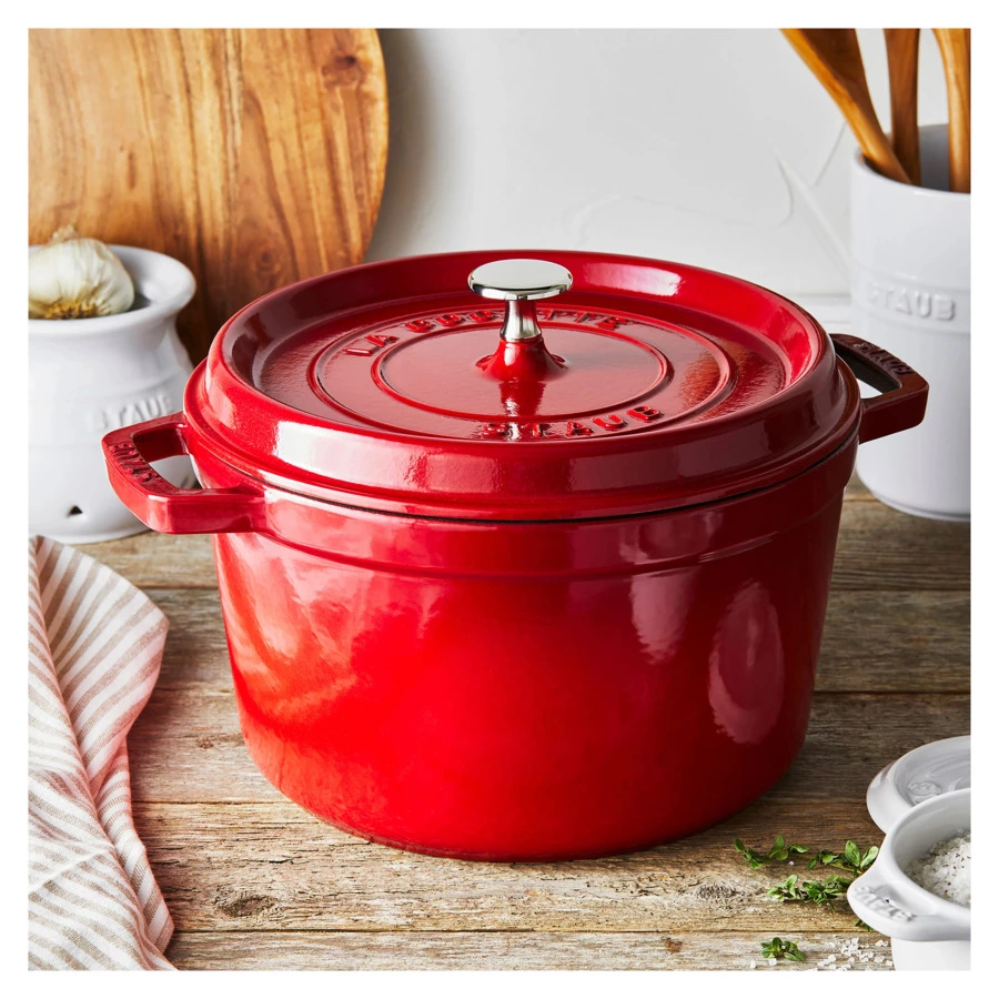 Кокот высокий Staub La Cocotte 24 см, 4,7 л, чугун, вишневый, п/к