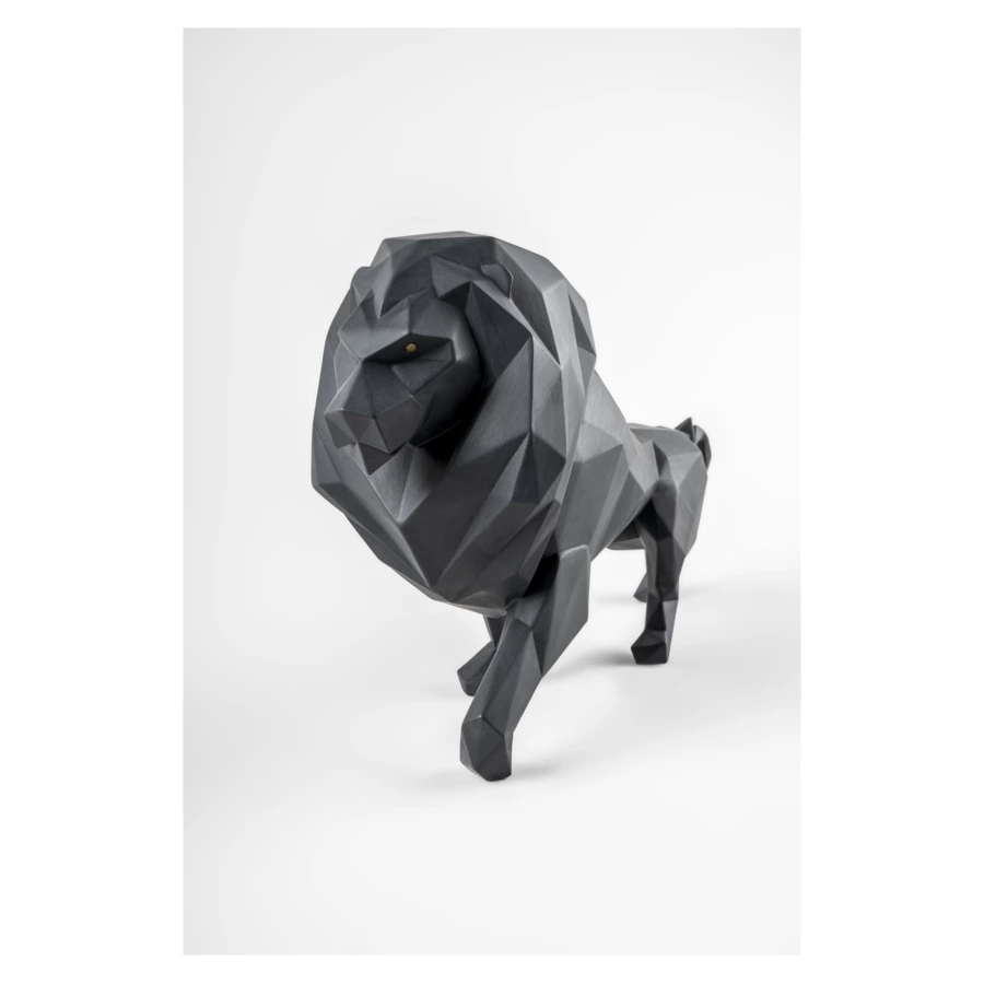 Фигурка Lladro Лев оригами 48х14х25 см, фарфор, черная матовая