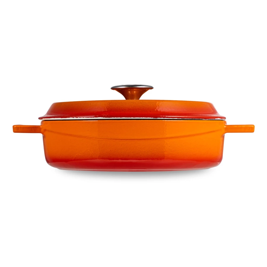 Кастрюля с крышкой низкая LAVA d24 см, 2,5 л, чугун, оранжевая