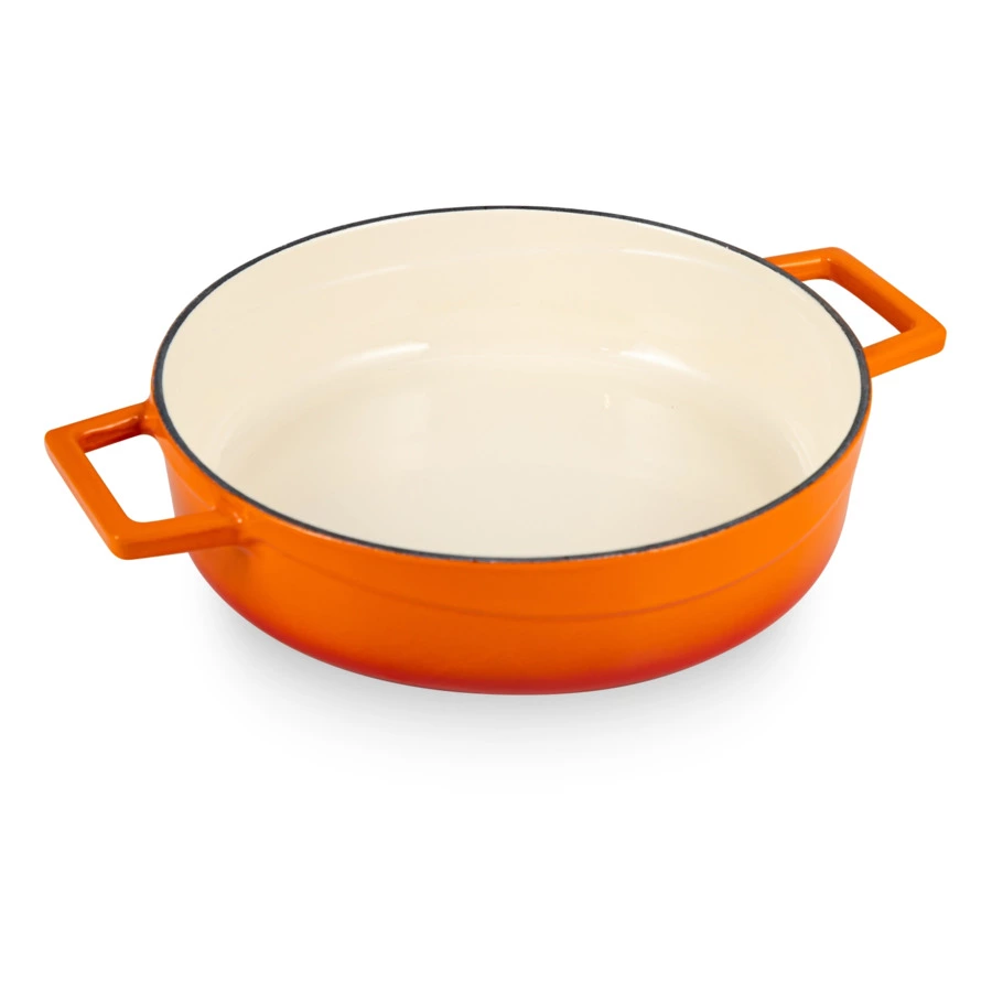 Кастрюля с крышкой низкая LAVA d24 см, 2,5 л, чугун, оранжевая