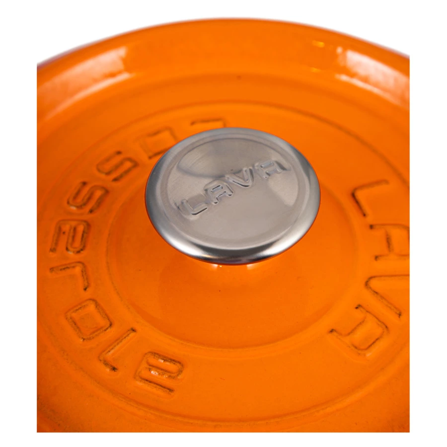 Кастрюля с крышкой низкая LAVA d24 см, 2,5 л, чугун, оранжевая