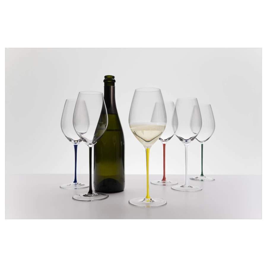 Бокал для шампанского Riedel Fatto a Mano Champagne 459мл, черная ножка, ручная работа, хрусталь