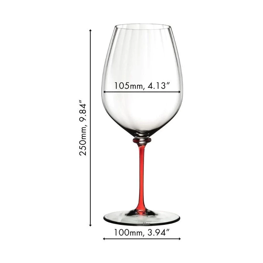 Бокал для красного вина Riedel Fatto a Mano Performance Cabernet/Merlot 834мл, красная ножка, ручная