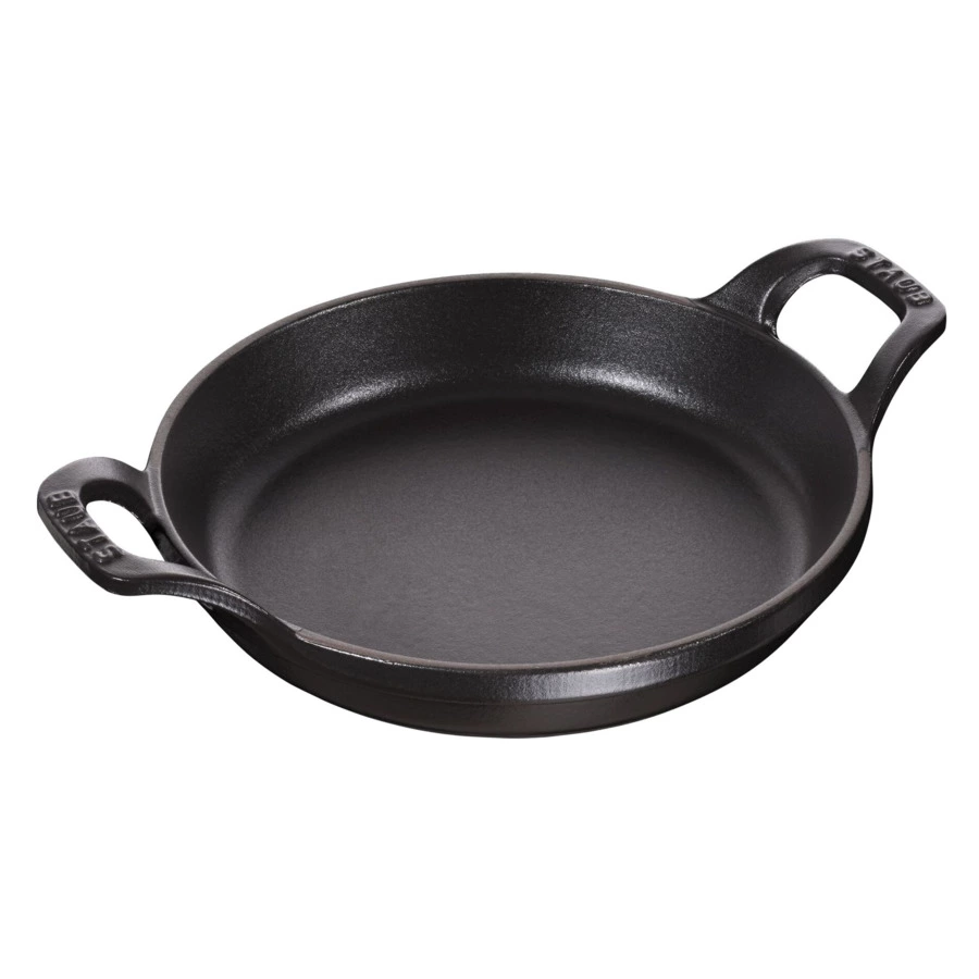 Сковорода круглая с двумя ручками Staub 16 см, чугун, черная, для индукции, духовки, п/к