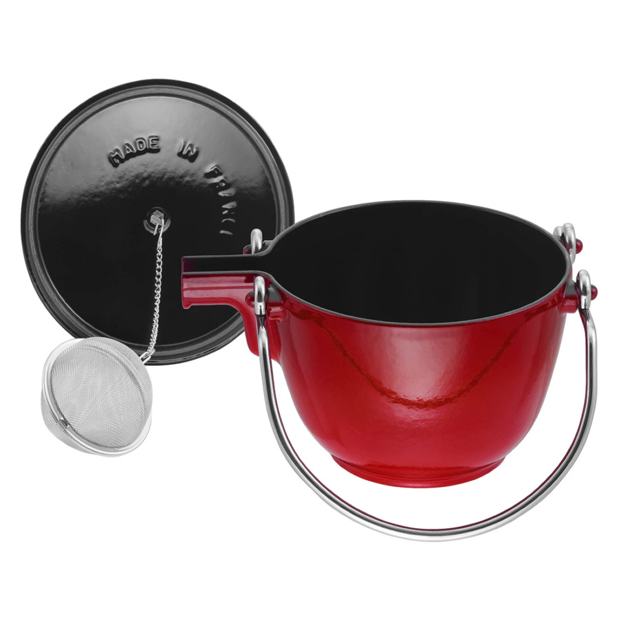 Чайник круглый Staub 16,5 см 1,15 л, чугун, вишневый, п/к