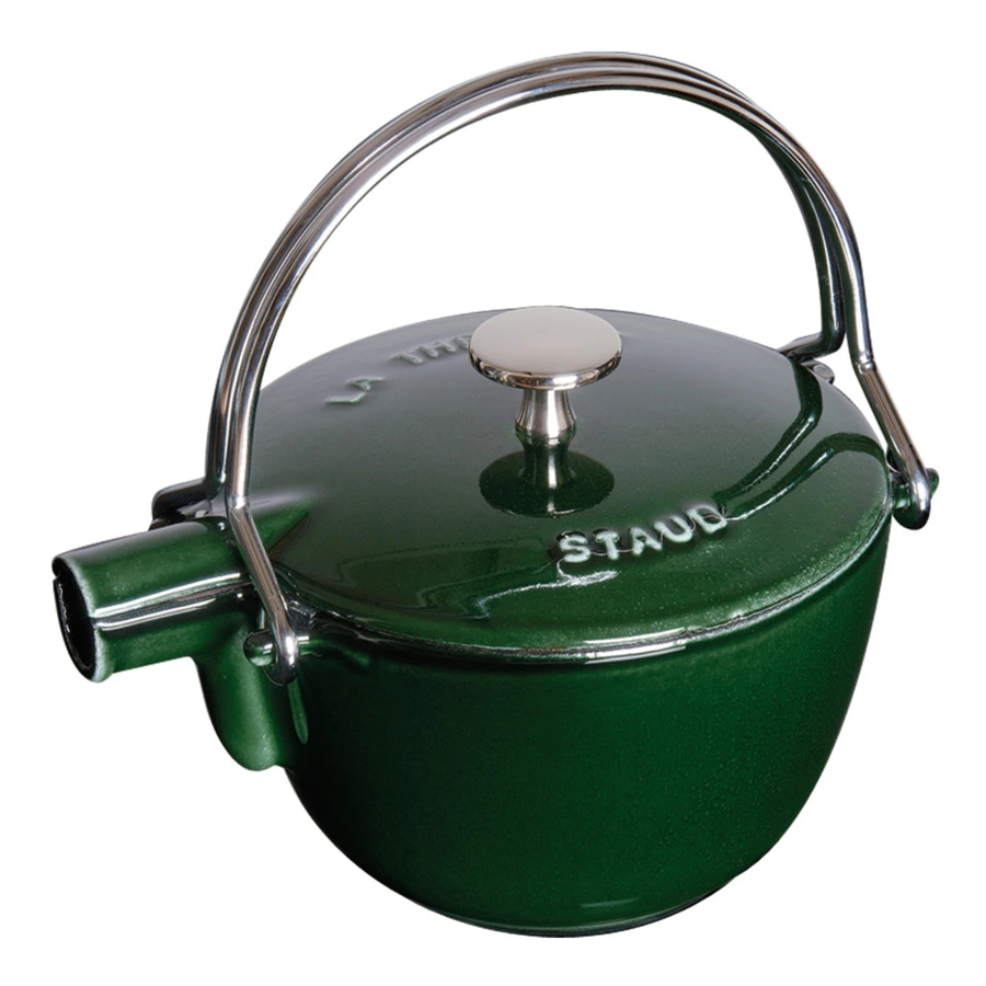 Чайник круглый Staub 16,5 см 1,15 л, чугун, зеленый базилик, п/к