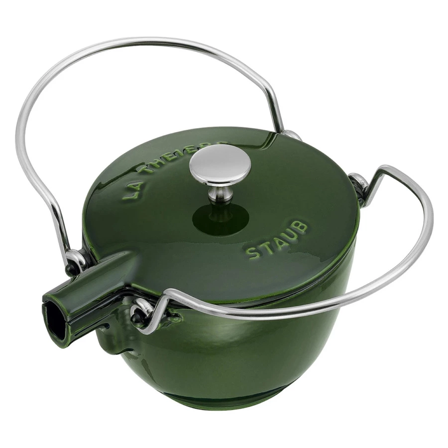 Чайник круглый Staub 16,5 см 1,15 л, чугун, зеленый базилик, п/к