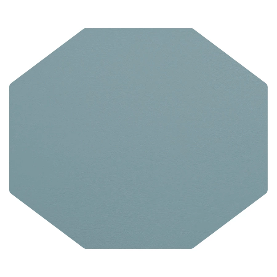 Плейсмат октагон ADJ 44,5x38 см, кожа натуральная, небесный, эвкалипт