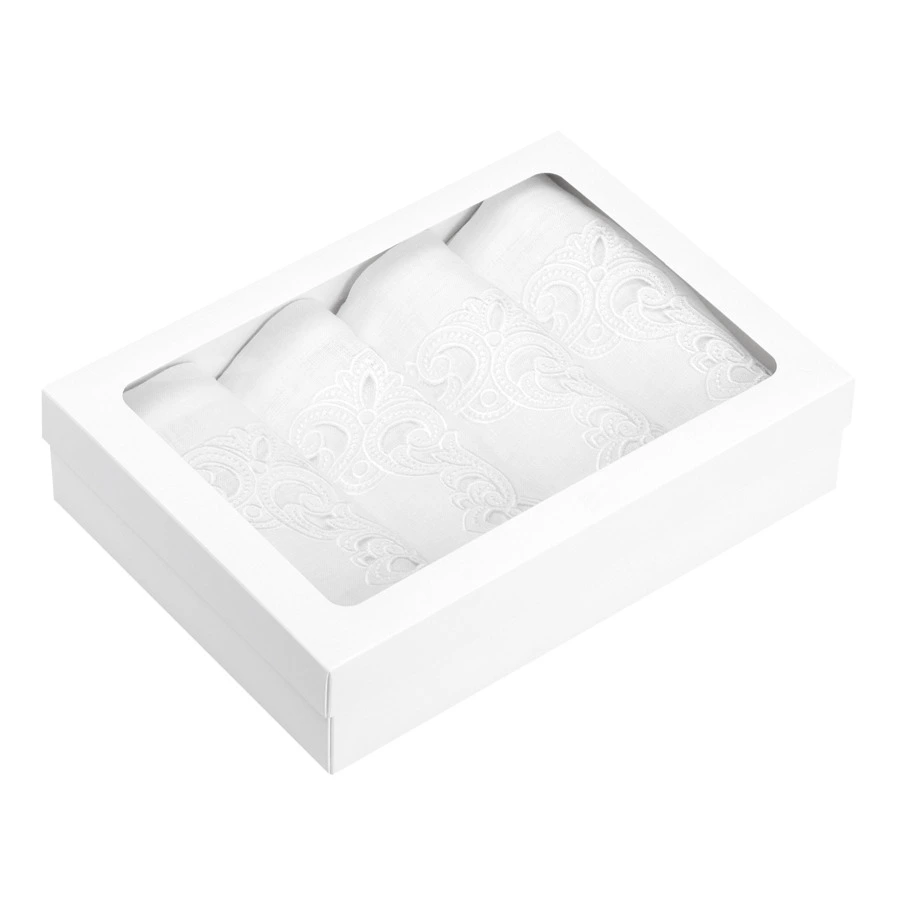 Набор салфеток подстановочных с вышивкой Венизное кружево Ришелье 40х40 см, 6 шт, лен, белый,  п/к