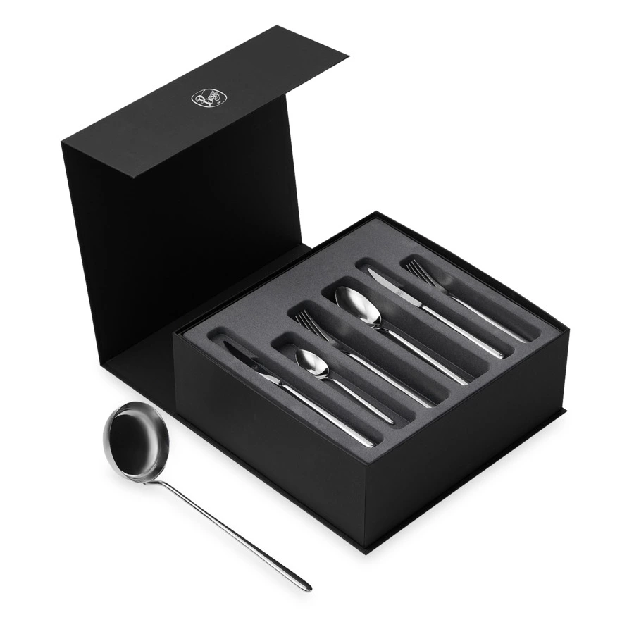 Набор столовых приборов Broggi Stiletto на 12 персон 75 предметов, толщина 5,5 мм, сталь нержавеющая