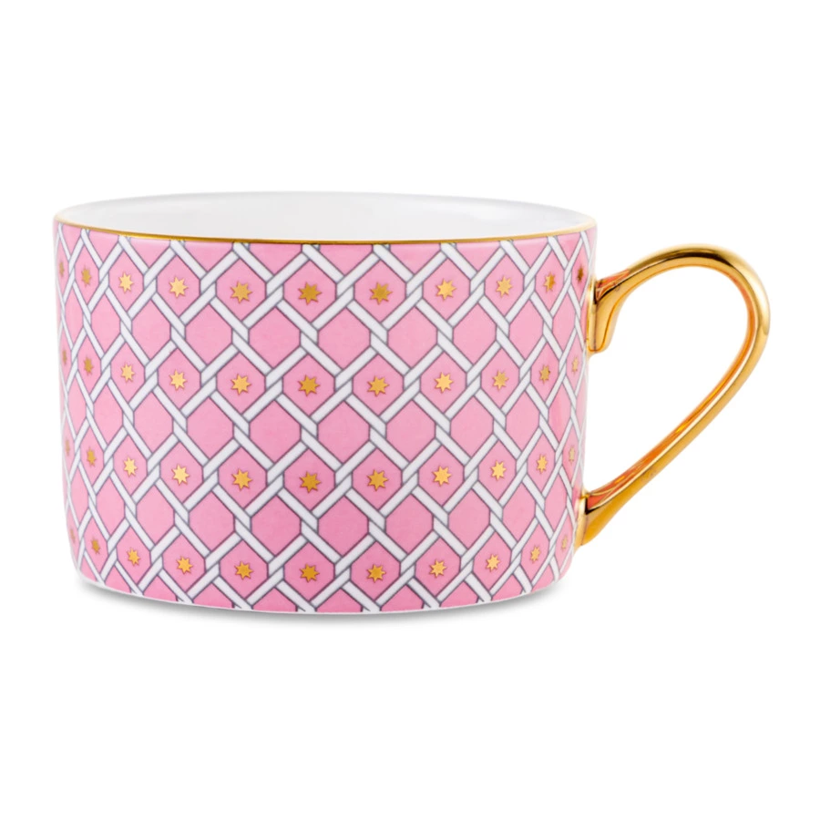 Чашка чайная с блюдцем ИФЗ Идиллия Астра 2 250 мл, фарфор костяной, розовая