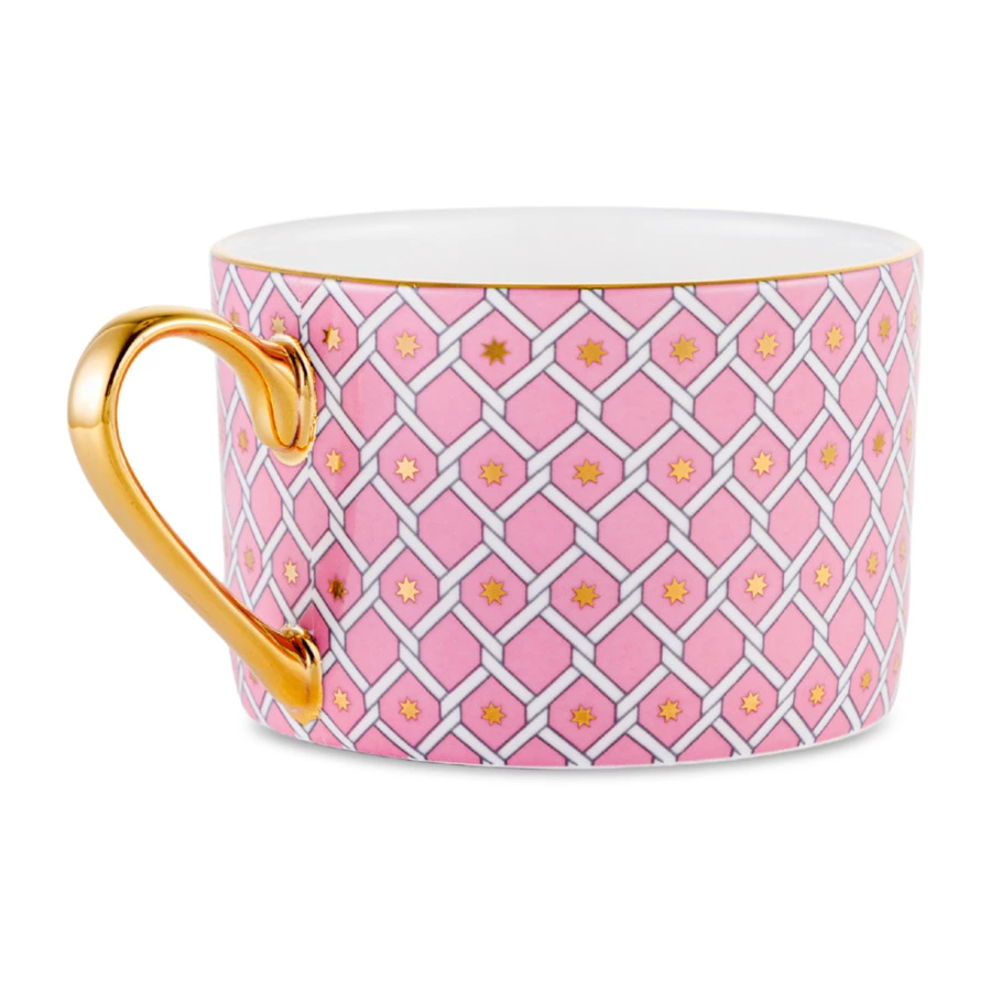 Чашка чайная с блюдцем ИФЗ Идиллия Астра 2 250 мл, фарфор костяной, розовая