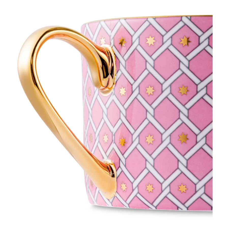 Чашка чайная с блюдцем ИФЗ Идиллия Астра 2 250 мл, фарфор костяной, розовая