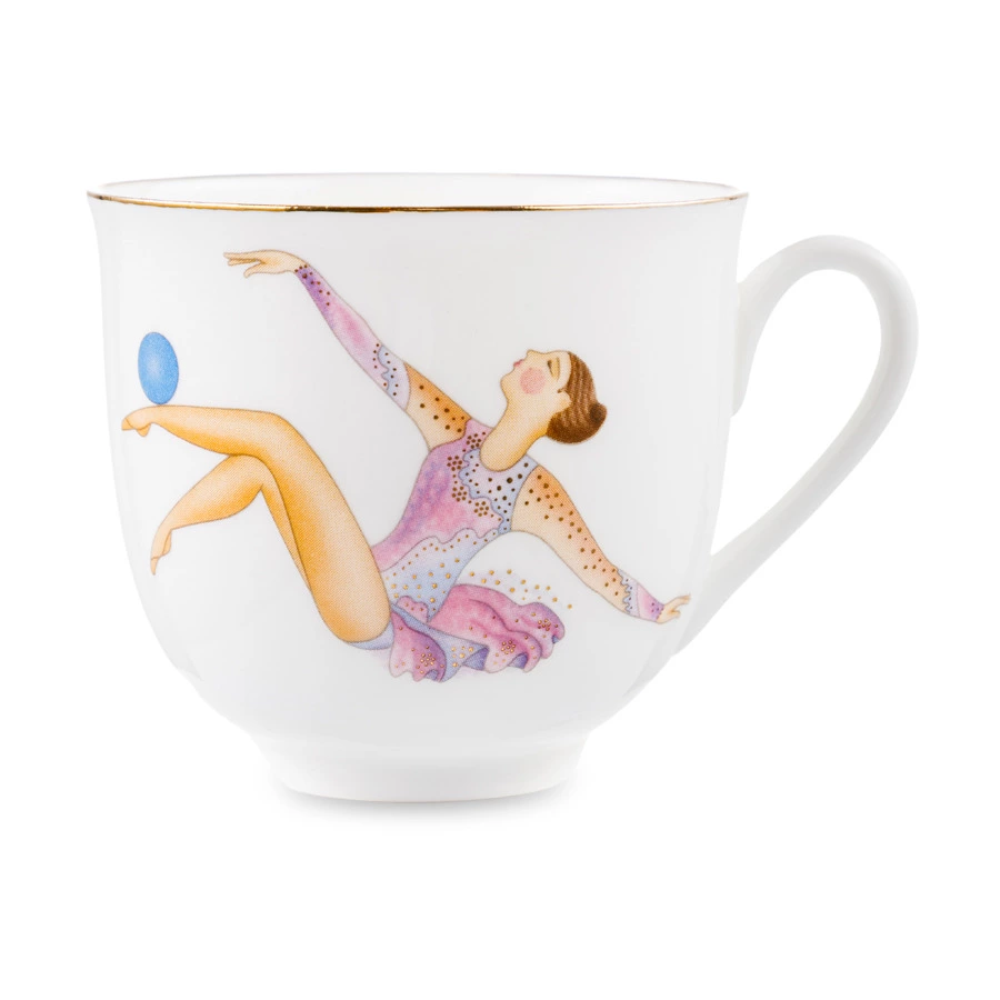 Чашка кофейная с блюдцем ИФЗ Ландыш Мяч 180 мл, фарфор костяной, белая