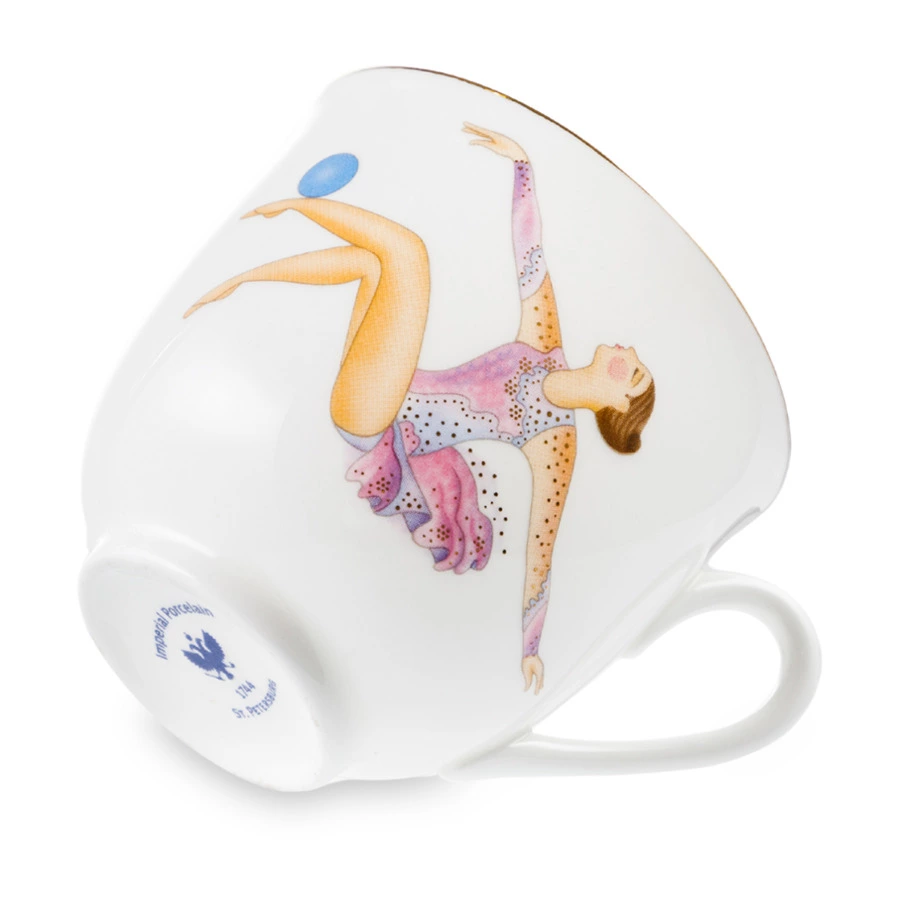 Чашка кофейная с блюдцем ИФЗ Ландыш Мяч 180 мл, фарфор костяной, белая