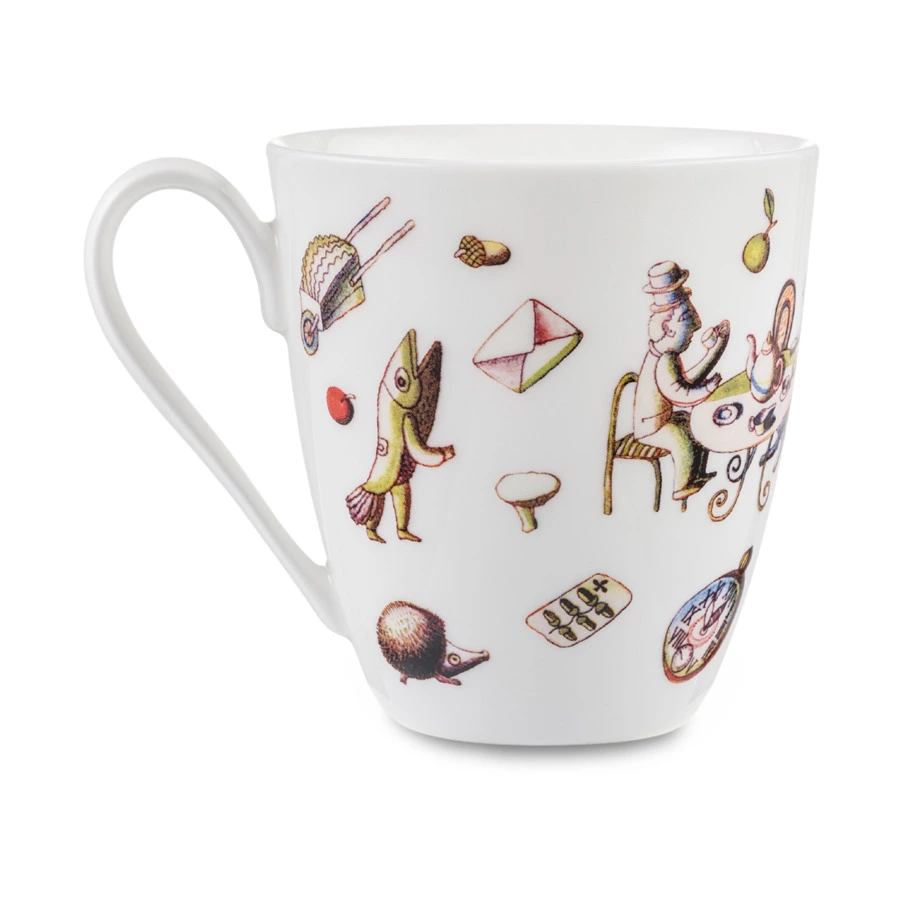 Кружка чайная ИФЗ Вариации Алиса 450 мл, фарфор твердый, белая