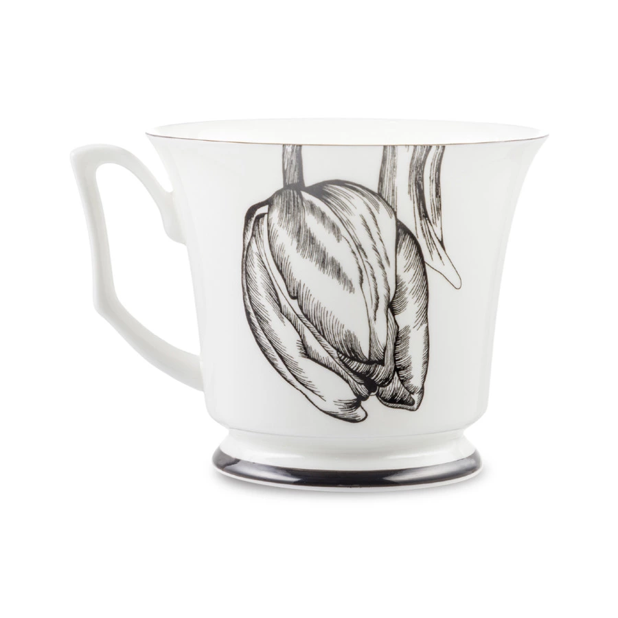 Чашка чайная с блюдцем ИФЗ Юлия Сысоев Волшебный сад 210 мл, фарфор твердый, белая