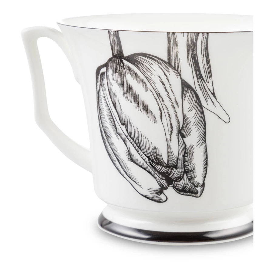 Чашка чайная с блюдцем ИФЗ Юлия Сысоев Волшебный сад 210 мл, фарфор твердый, белая