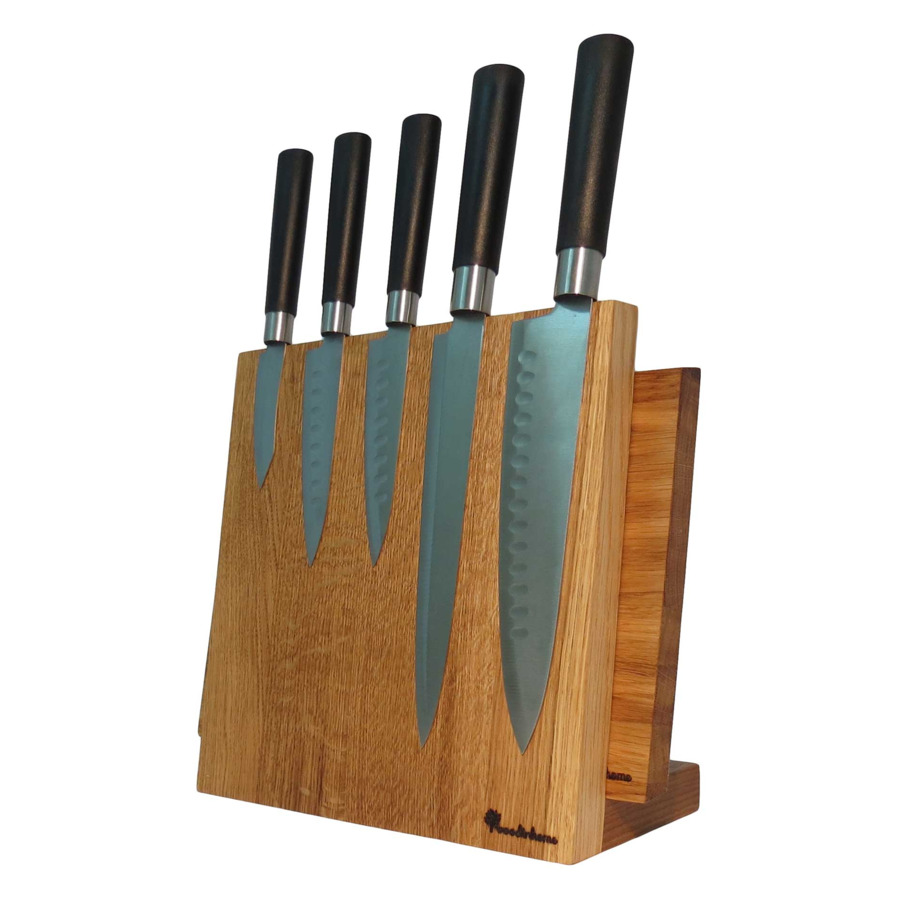 Подставка-блок магнитная для 5 кухонных ножей Woodinhome 26х25см, светлый дуб-sale