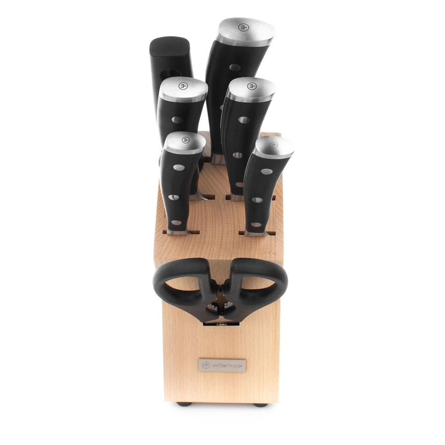 Набор ножей с ножницами и мусатом Wuesthof Classic Ikon 7 предметов, светлая подставка