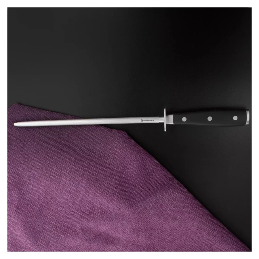 Мусат стальной Wuesthof Classic Ikon 26 см, сталь нержавеющая, черная ручка