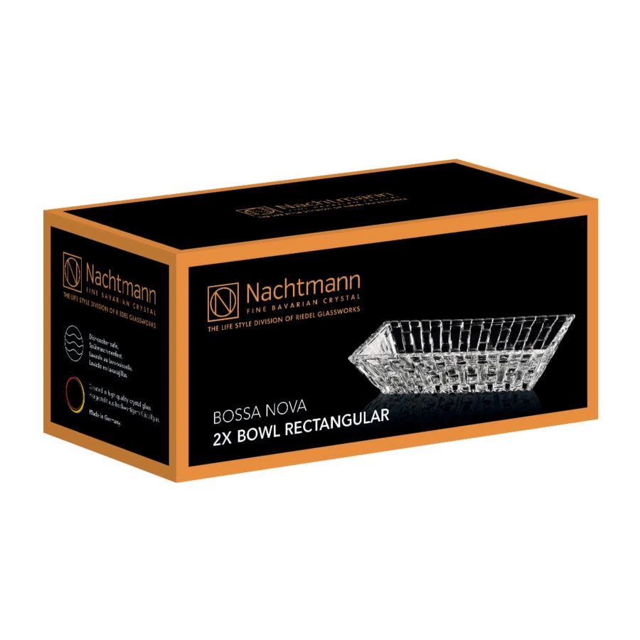 Набор салатников прямоугольных Nachtmann Bossa Nova 17х8,5х3,6см, 2 шт, хрусталь бессвинцовый, п/к