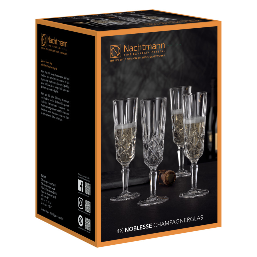 Набор бокалов для шампанского Nachtmann Noblesse 155 мл, 4 шт, стекло хрустальное, п/к