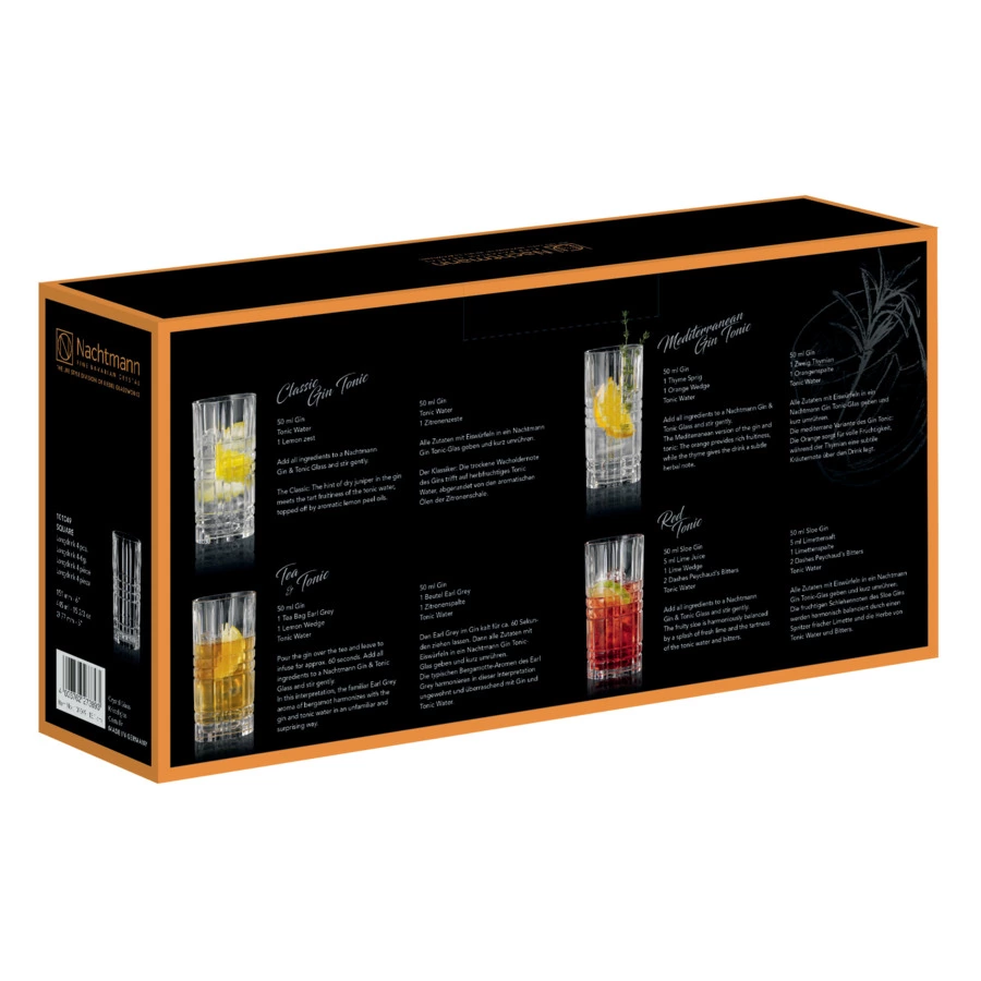 Набор стаканов для воды Nachtmann Square 445 мл, 4 шт, хрусталь бессвинцовый, п/к