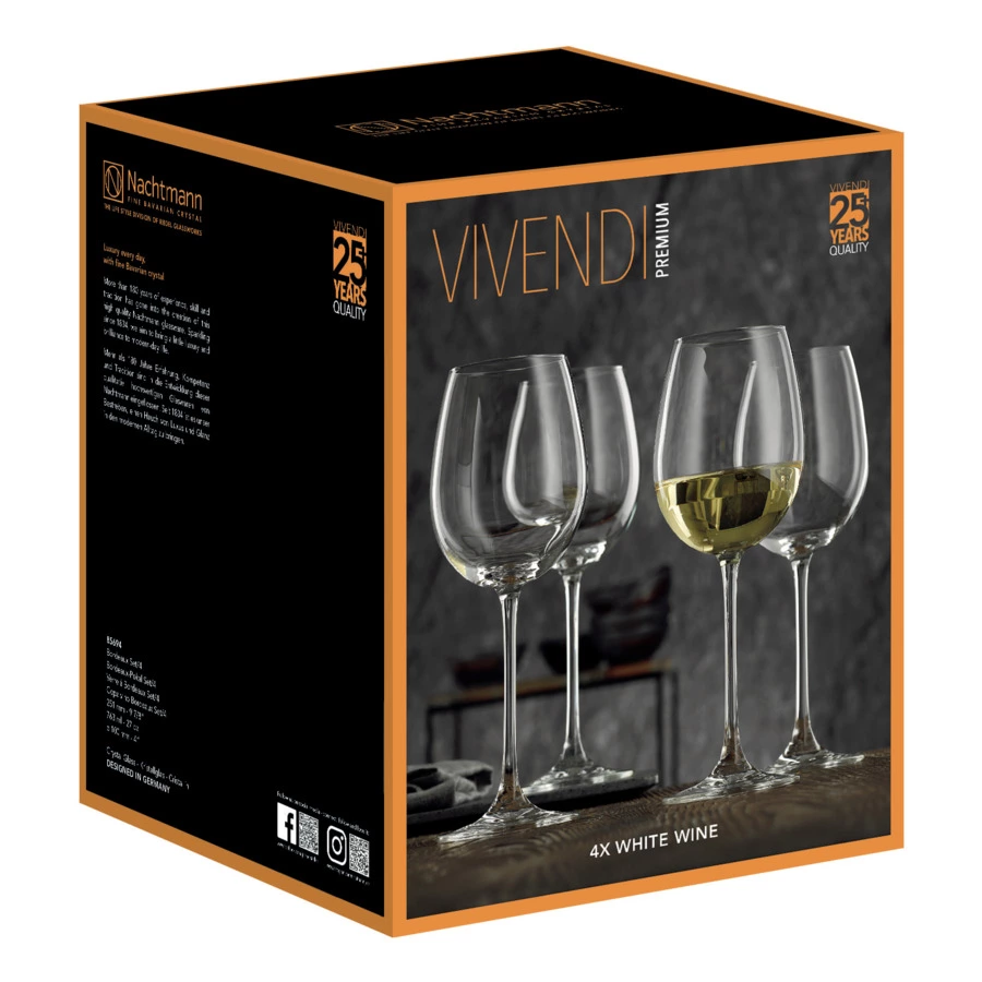 Набор бокалов для белого вина Nachtmann Vivendi 474 мл, 4 шт, хрусталь бессвинцовый, п/к