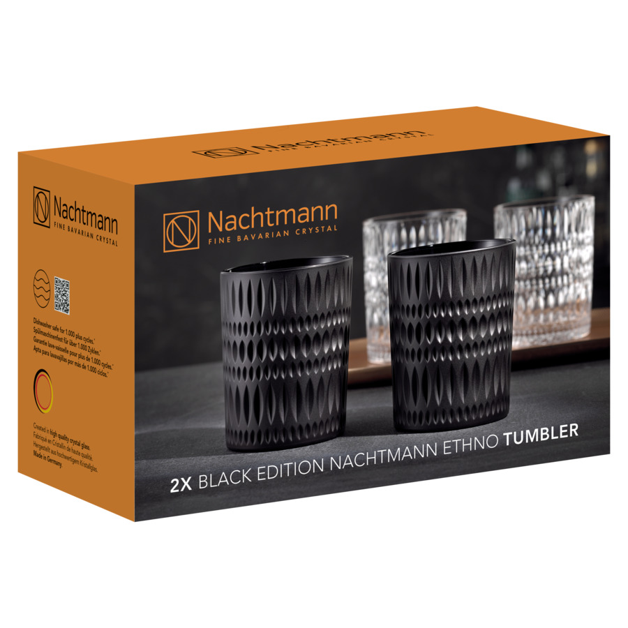 Набор стаканов для виски Nachtmann ETHNO  305 мл, 2 шт, стекло хрустальное, черный матовый, п/к