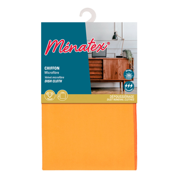 Салфетка для уборки бархатная  Menatex 38х38 см, микрофибра, желтая