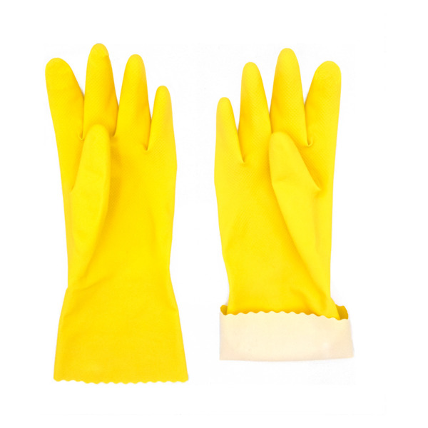 Перчатки хозяйственные Paul Masquin размер S, латекс с хлопковым напылением, желтые