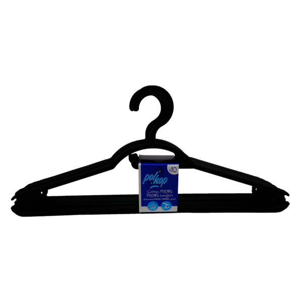 Вешалки для одежды PolHop Prems, 10 шт, пластик, черные