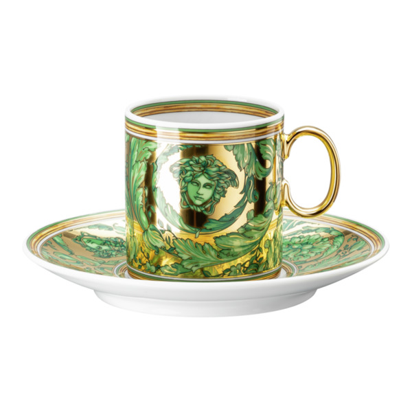 Чашка для эспрессо с блюдцем Rosenthal Versace Медуза Диадема зеленая 100 мл, фарфор