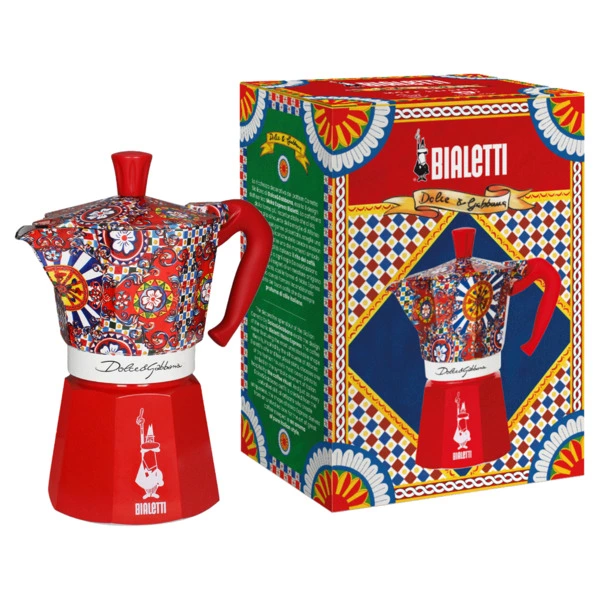 Кофеварка гейзерная на 6 чашек Bialetti Moka Express Dolce&Gabbana 270 мл, алюминий, красная, п/к