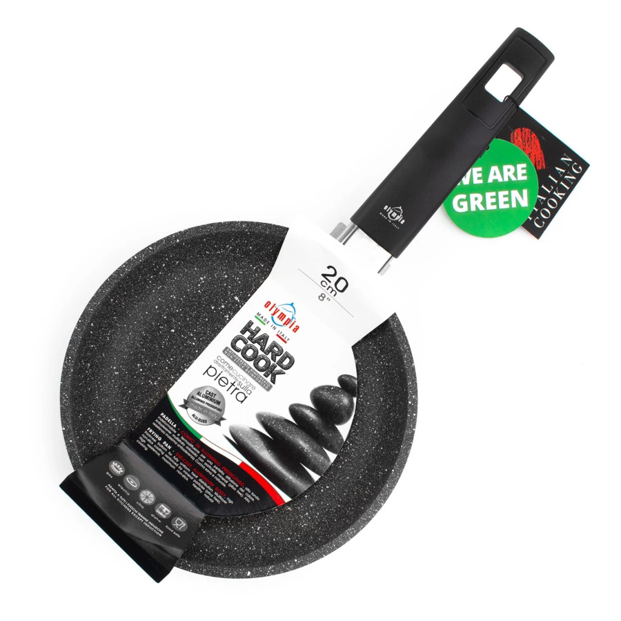 Сковорода антипригарная с фиксированной ручкой OLYMPIA Hard Cook Fix, 20 см, алюминий литой