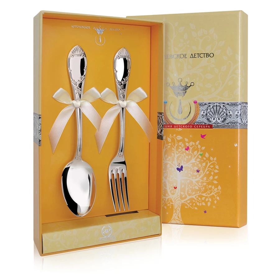 Набор десертный в футляре АргентА Classic Престиж 95,83 г, ложка и вилка, серебро 925