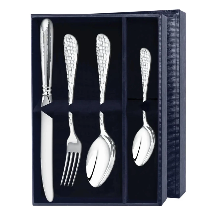 Набор столовых приборов в футляре АргентА Эгоист Капелька 4 предмета 244,94 г, серебро 925