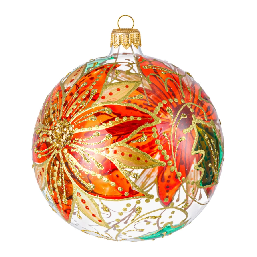 Игрушка елочная шар Bartosh Витраж Рождественник на голье 10 см, стекло, п/к