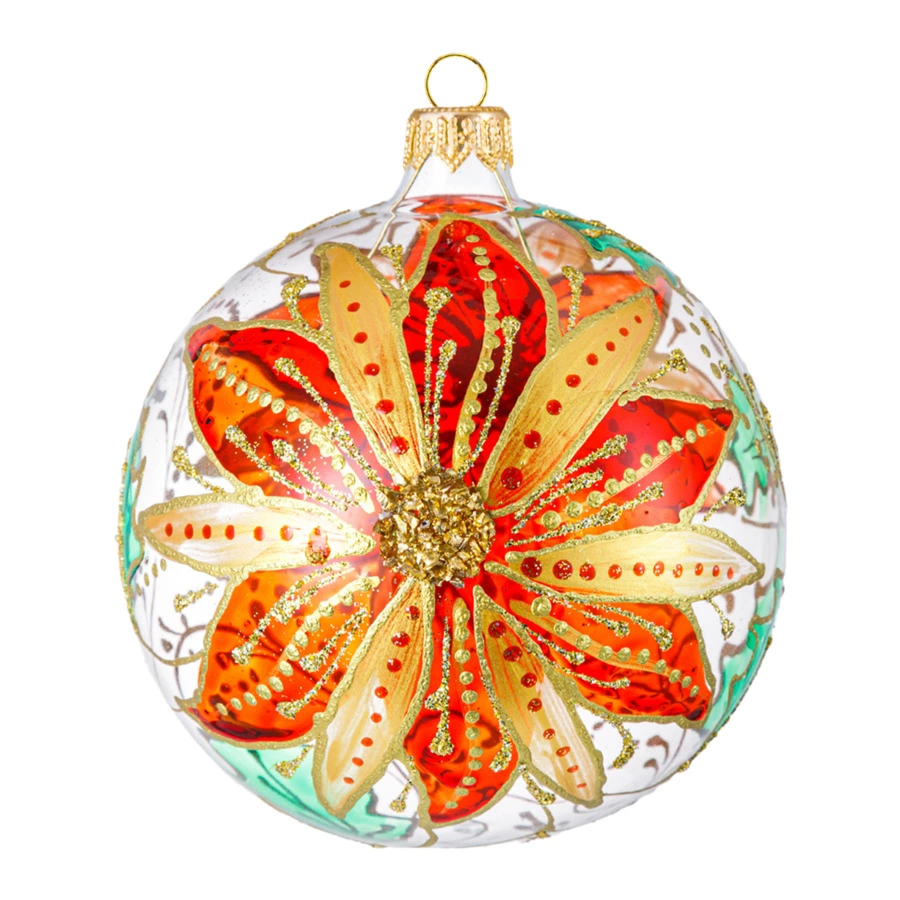 Игрушка елочная шар Bartosh Витраж Рождественник на голье 10 см, стекло, п/к