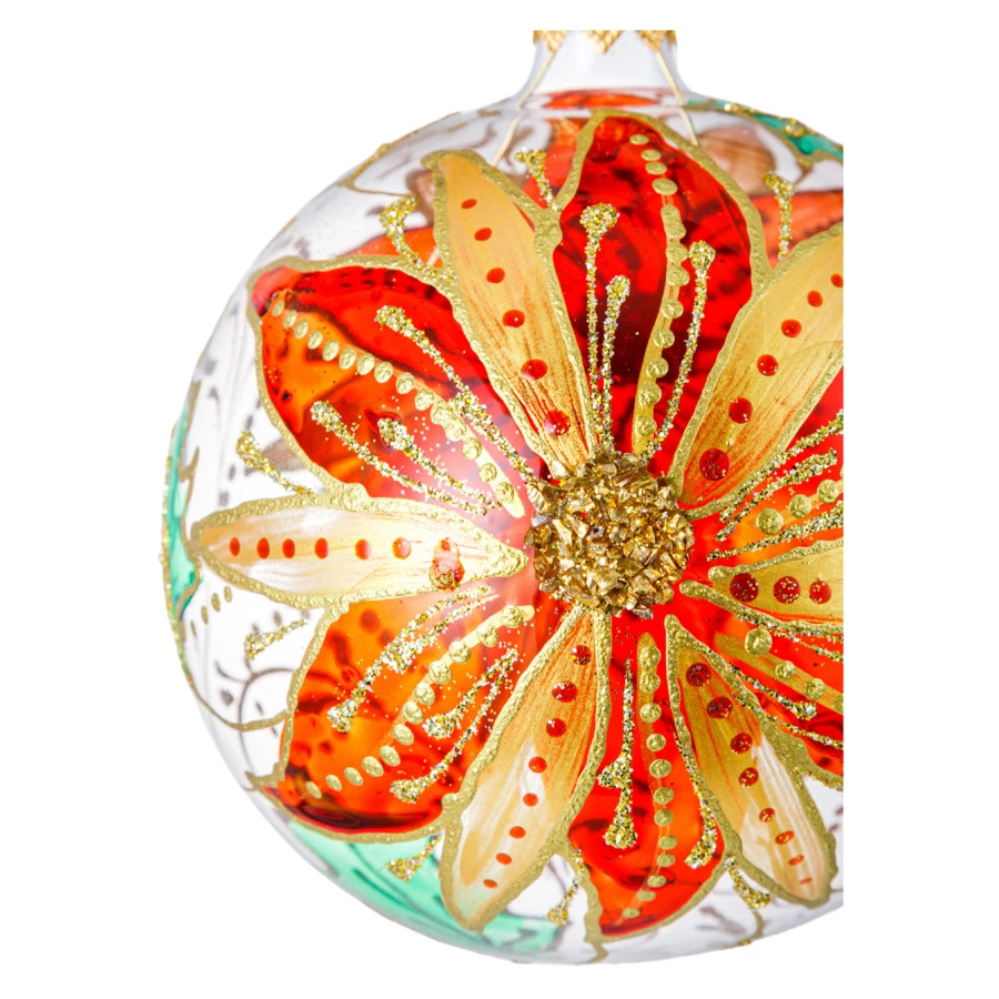 Игрушка елочная шар Bartosh Витраж Рождественник на голье 10 см, стекло, п/к