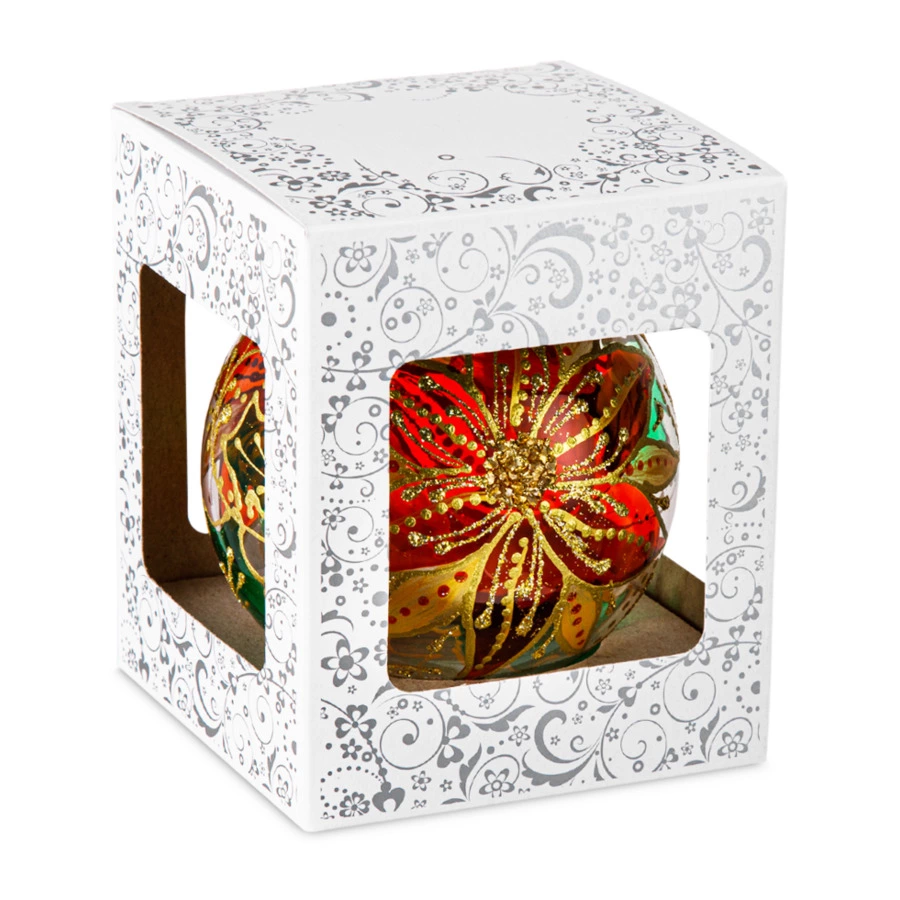 Игрушка елочная шар Bartosh Витраж Рождественник на голье 10 см, стекло, п/к