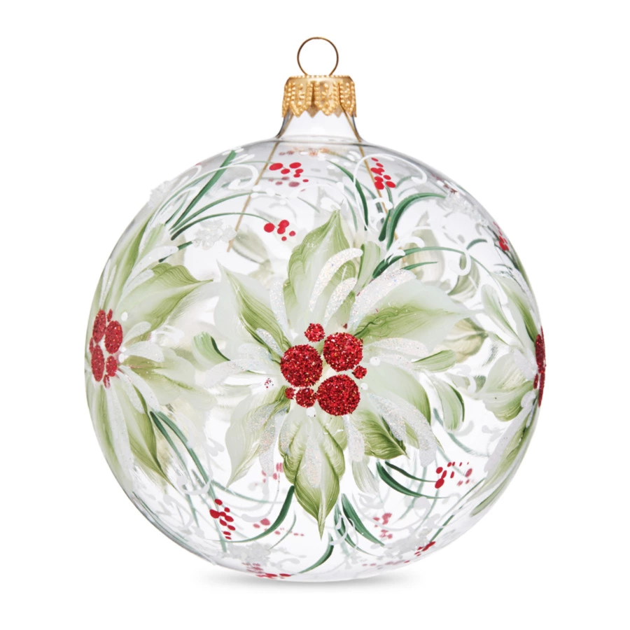 Игрушка елочная шар Bartosh Зимний цветок 10 см, стекло, п/к