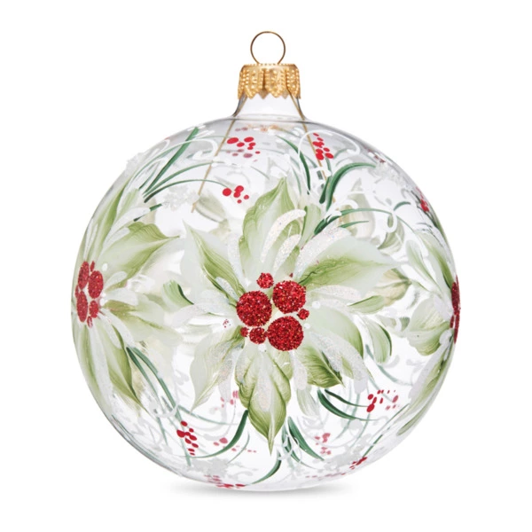 Игрушка елочная шар Bartosh Зимний цветок 10 см, стекло, п/к