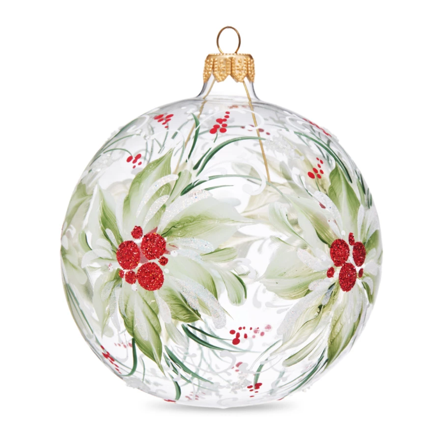Игрушка елочная шар Bartosh Зимний цветок 10 см, стекло, п/к
