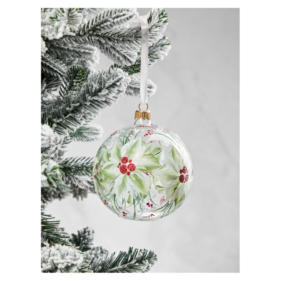 Игрушка елочная шар Bartosh Зимний цветок 10 см, стекло, п/к