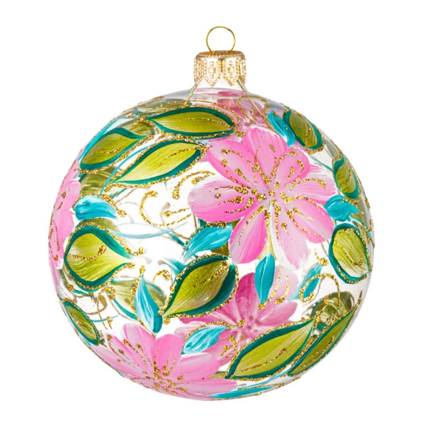 Игрушка елочная шар Bartosh Жасмин 10 см, стекло, п/к